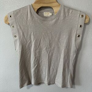 Nation Ltd Oran Grommet Muscle Tee Short Sleeve Sz Large‎ Pumice Gray Minimalist